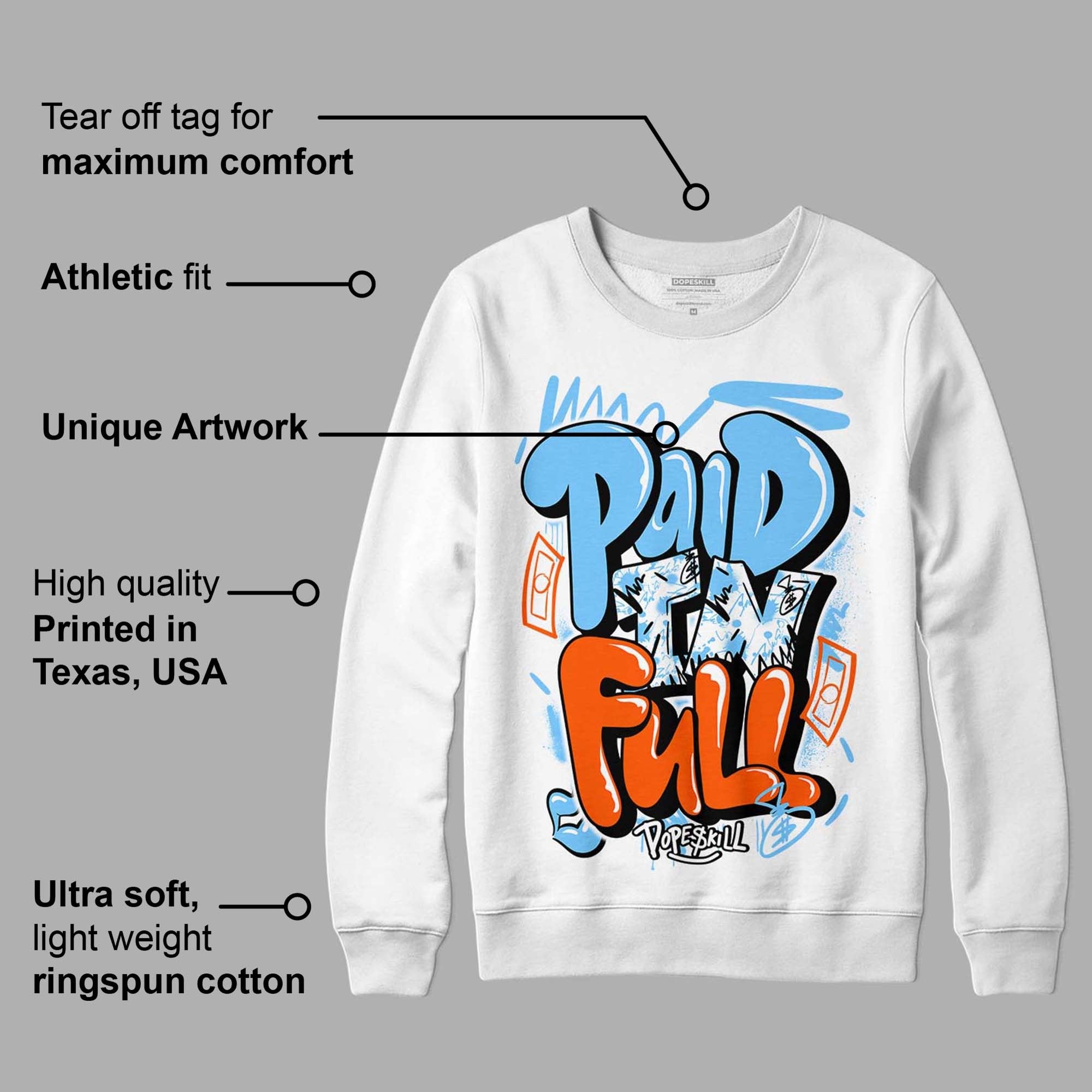 Dunk Low Futura University Blue DopeSkill Sweatshirt New Paid In Full Graphic