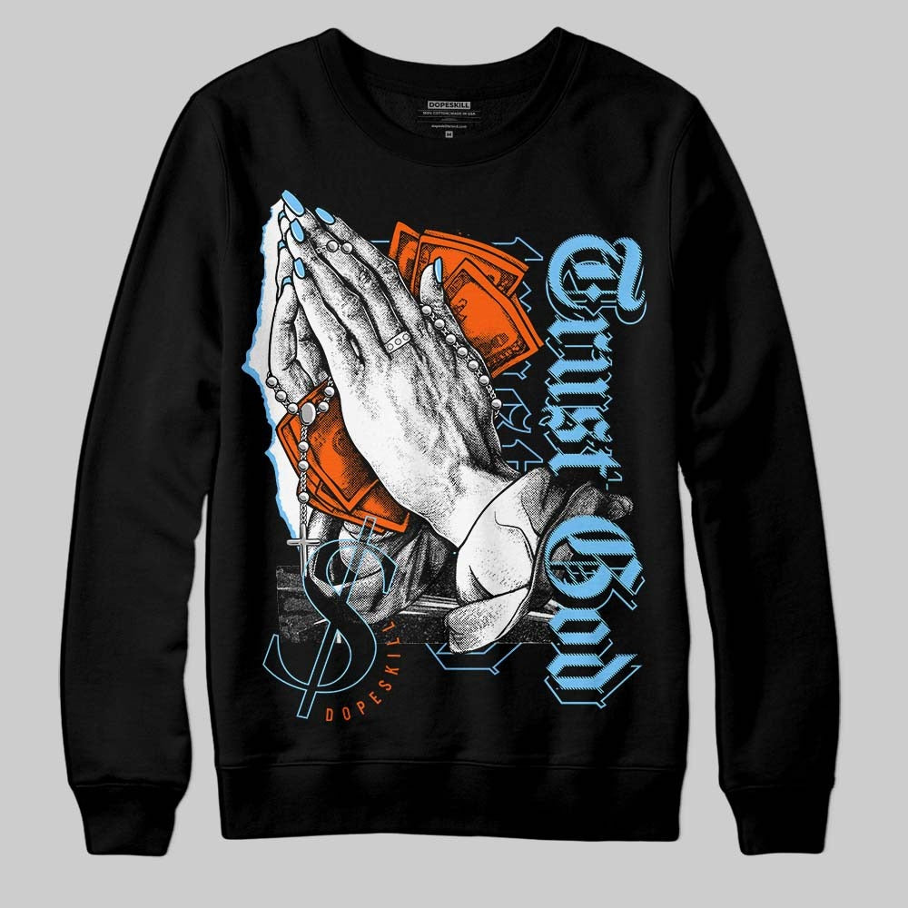 Dunk Low Futura University Blue DopeSkill Sweatshirt Trust God Graphic