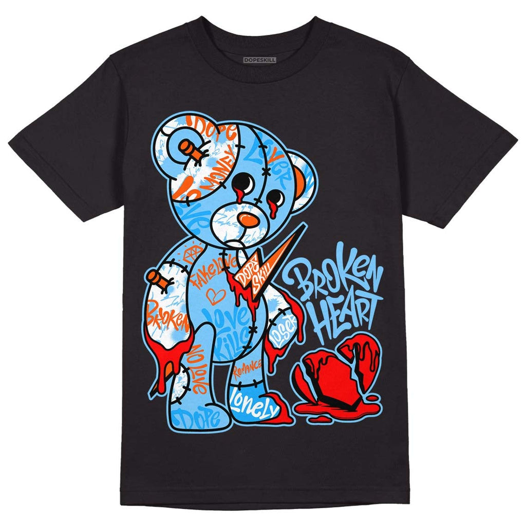 Dunk Low Futura University Blue DopeSkill T-Shirt Broken Heart Graphic