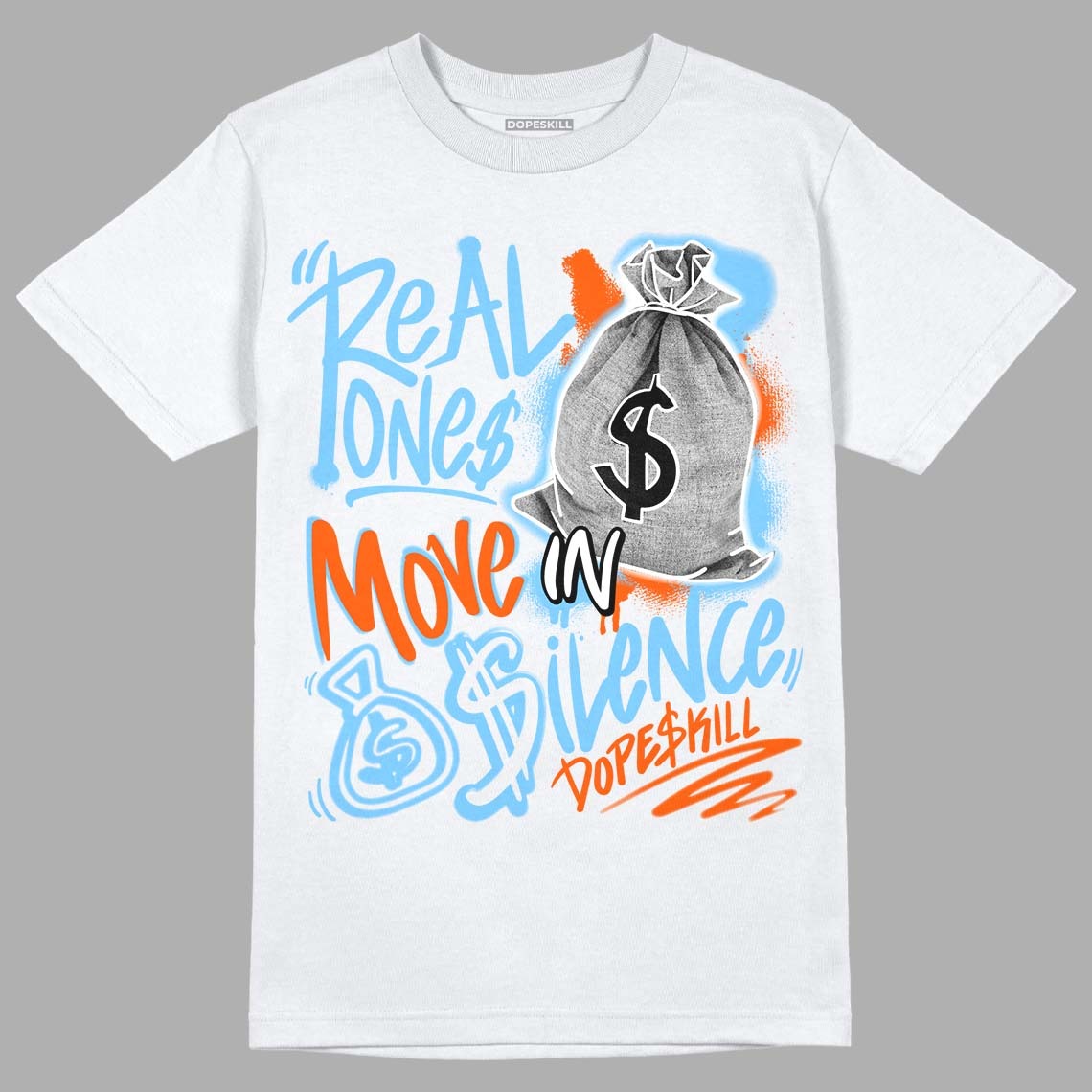 Dunk Low Futura University Blue DopeSkill T-Shirt Real Ones Move In Silence Graphic