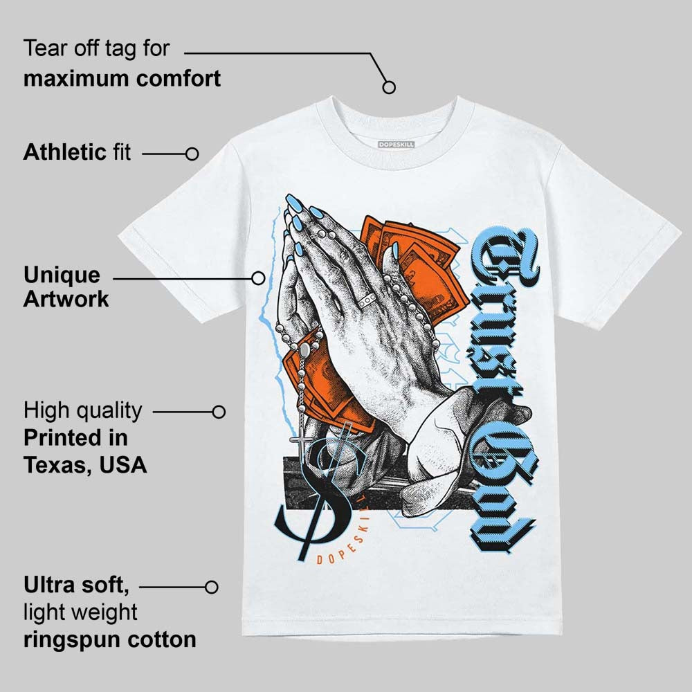 Dunk Low Futura University Blue DopeSkill T-Shirt Trust God Graphic