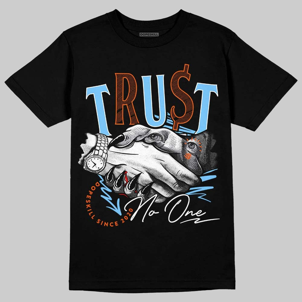 Dunk Low Futura University Blue DopeSkill T-Shirt Trust No One Graphic