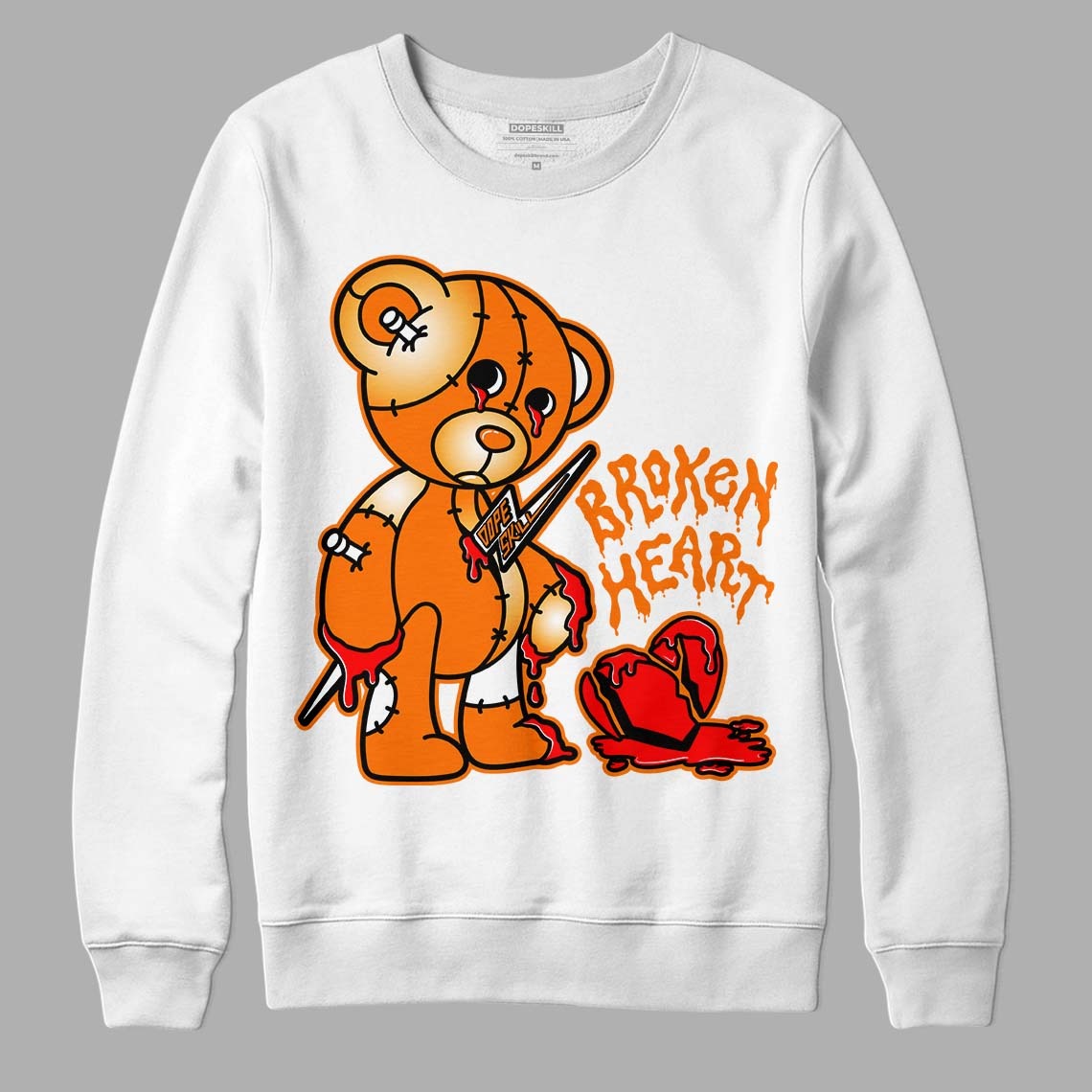 Dunk Low Magma Orange DopeSkill Sweatshirt Broken Heart Graphic