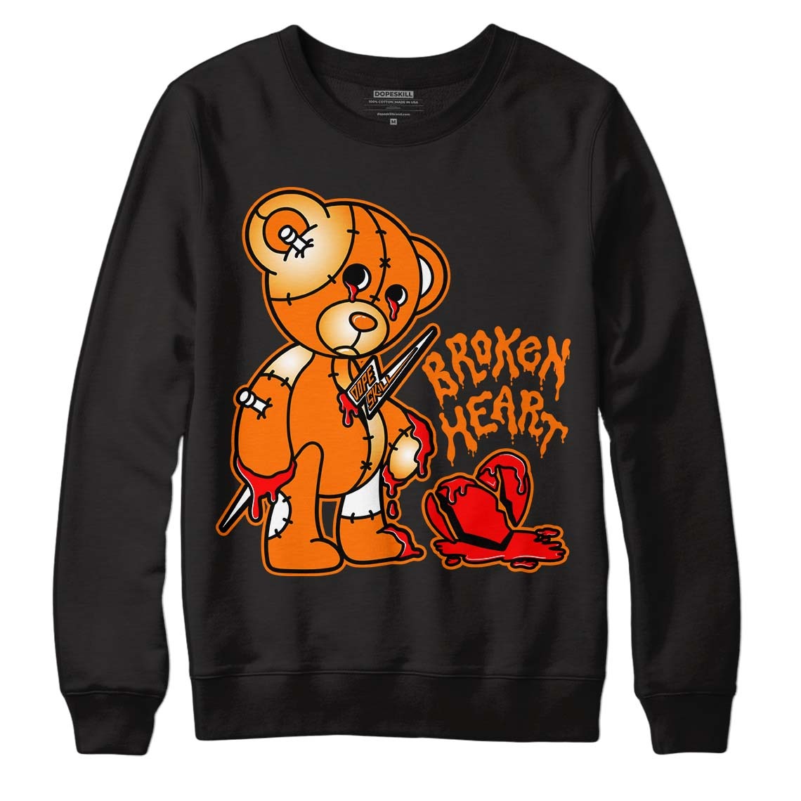 Dunk Low Magma Orange DopeSkill Sweatshirt Broken Heart Graphic