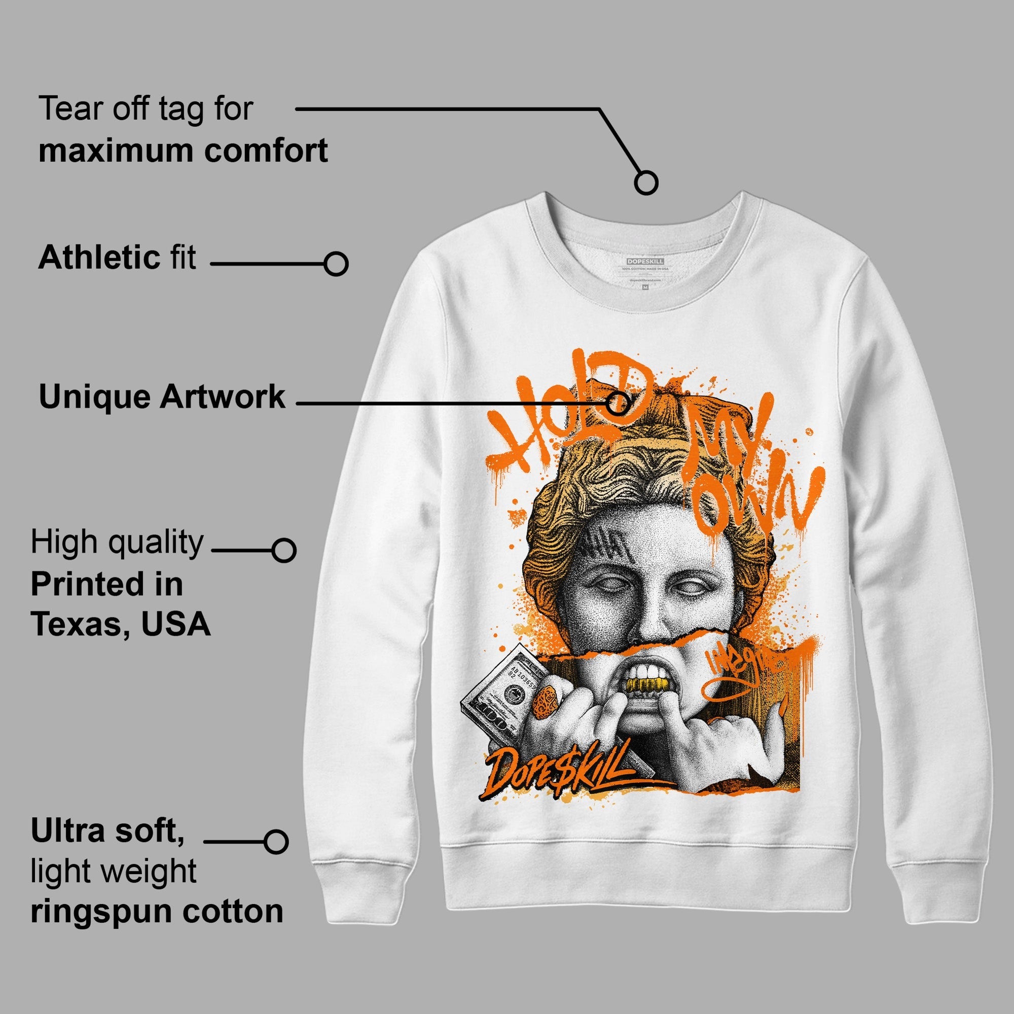 Dunk Low Magma Orange DopeSkill Sweatshirt Hold My Own Graphic