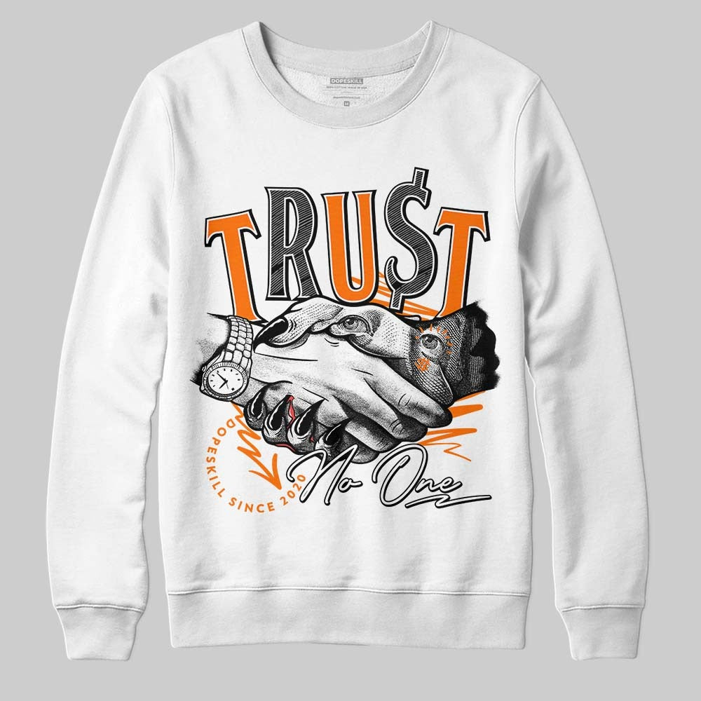 Dunk Low Magma Orange DopeSkill Sweatshirt Trust No One Graphic