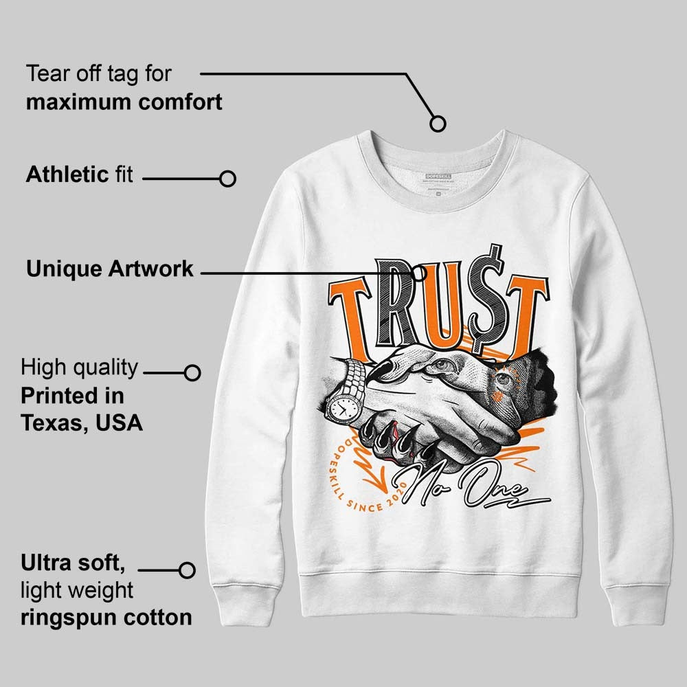 Dunk Low Magma Orange DopeSkill Sweatshirt Trust No One Graphic
