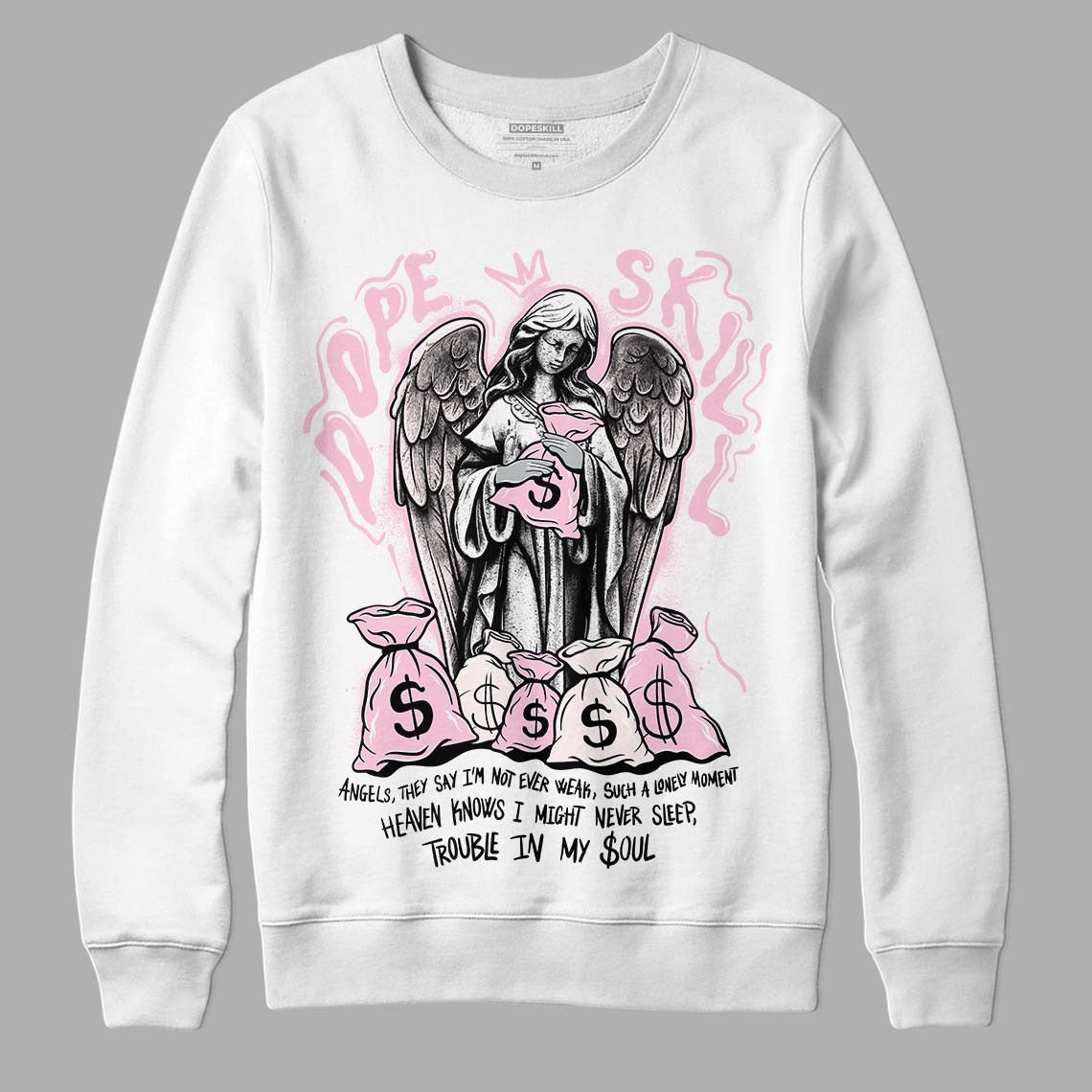 Dunk Low Pink Foam DopeSkill Sweatshirt Angels Graphic