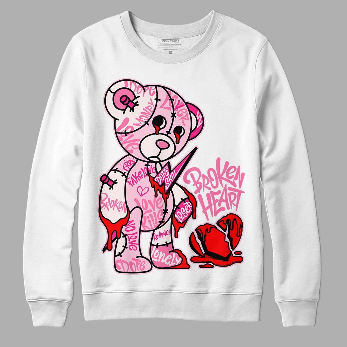 Dunk Low Pink Foam DopeSkill Sweatshirt Broken Heart Graphic