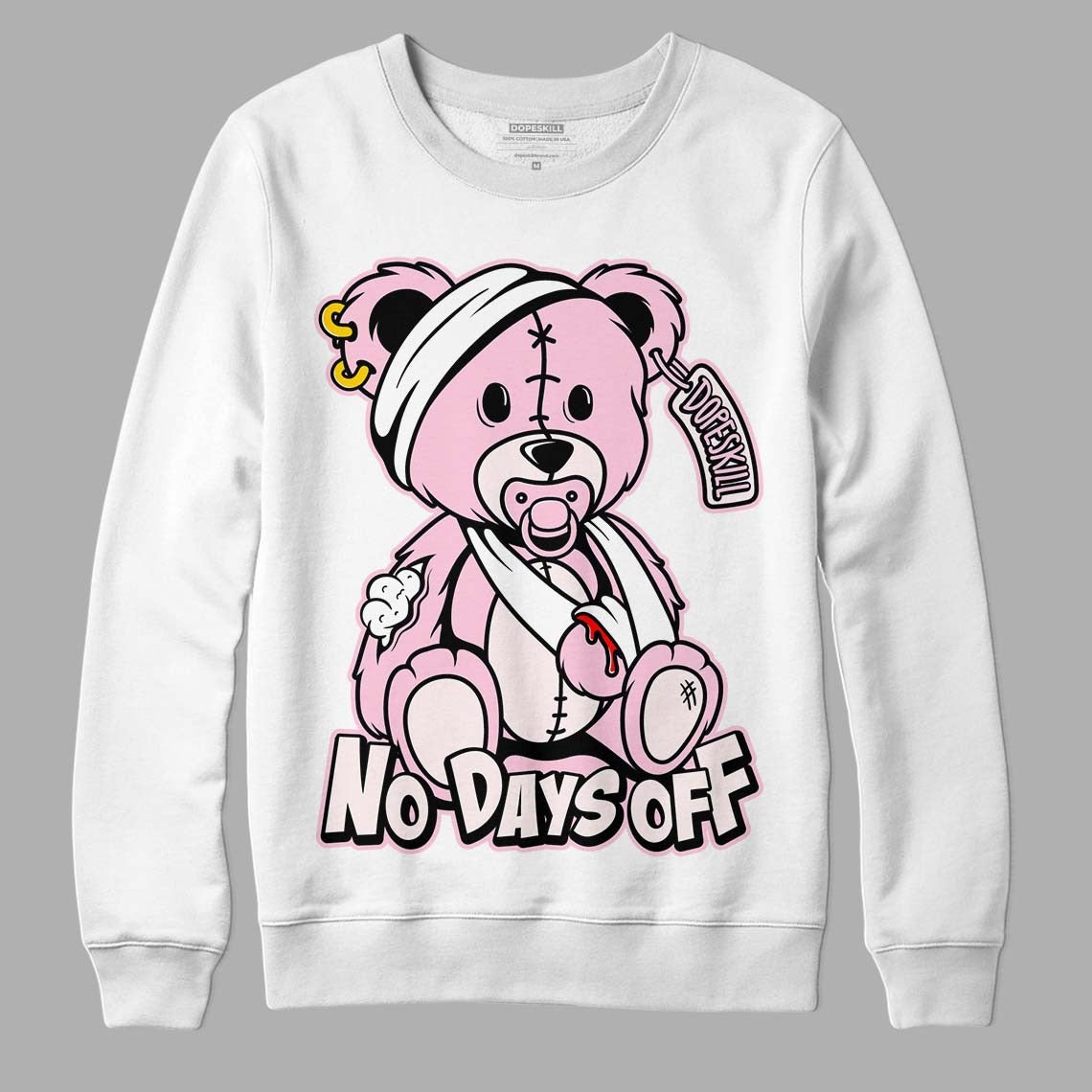 Dunk Low Pink Foam DopeSkill Sweatshirt Hurt Bear Graphic