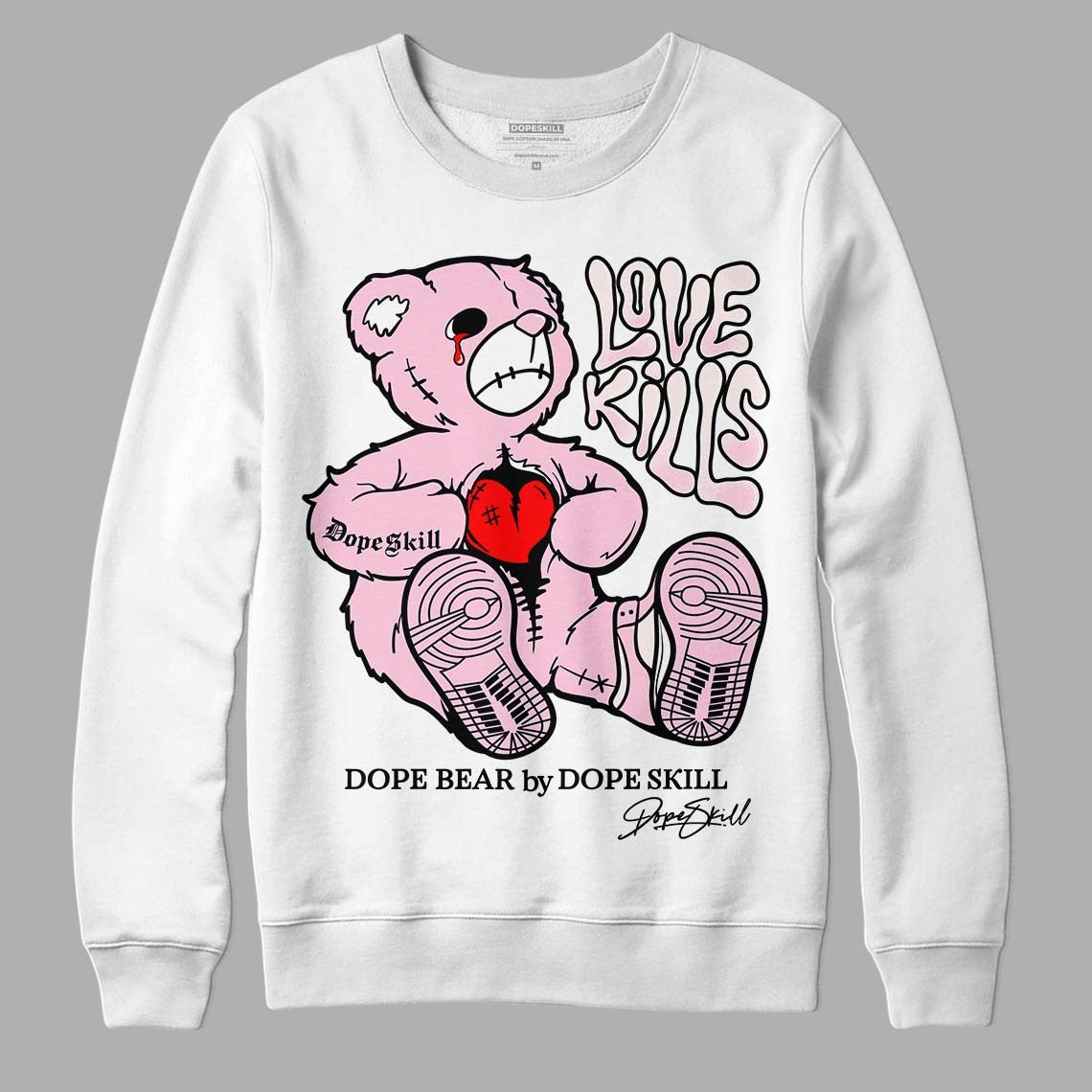 Dunk Low Pink Foam DopeSkill Sweatshirt Love Kills Graphic