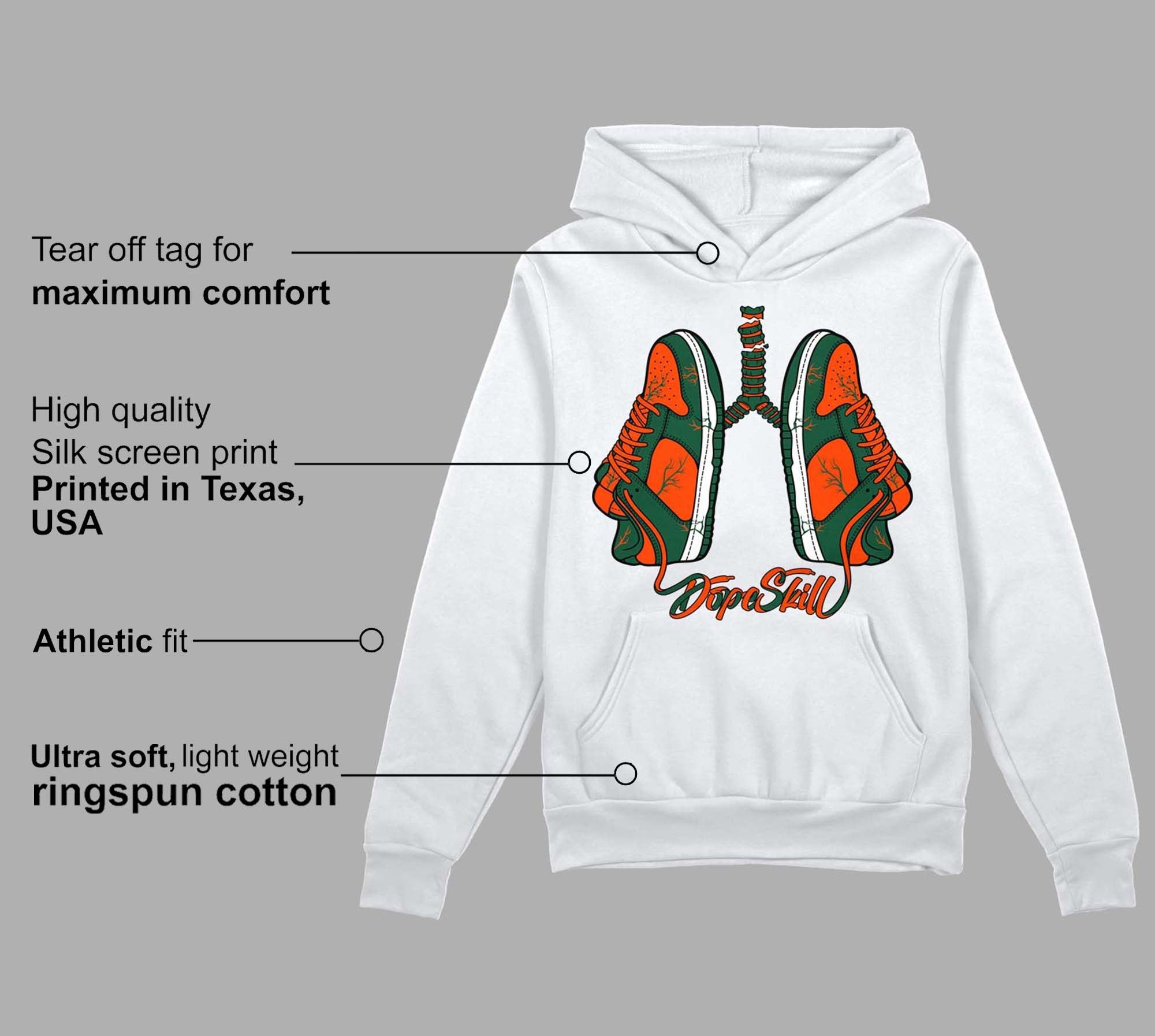Dunk Low Team Dark Green Orange DopeSkill Hoodie Sweatshirt Breathe Graphic