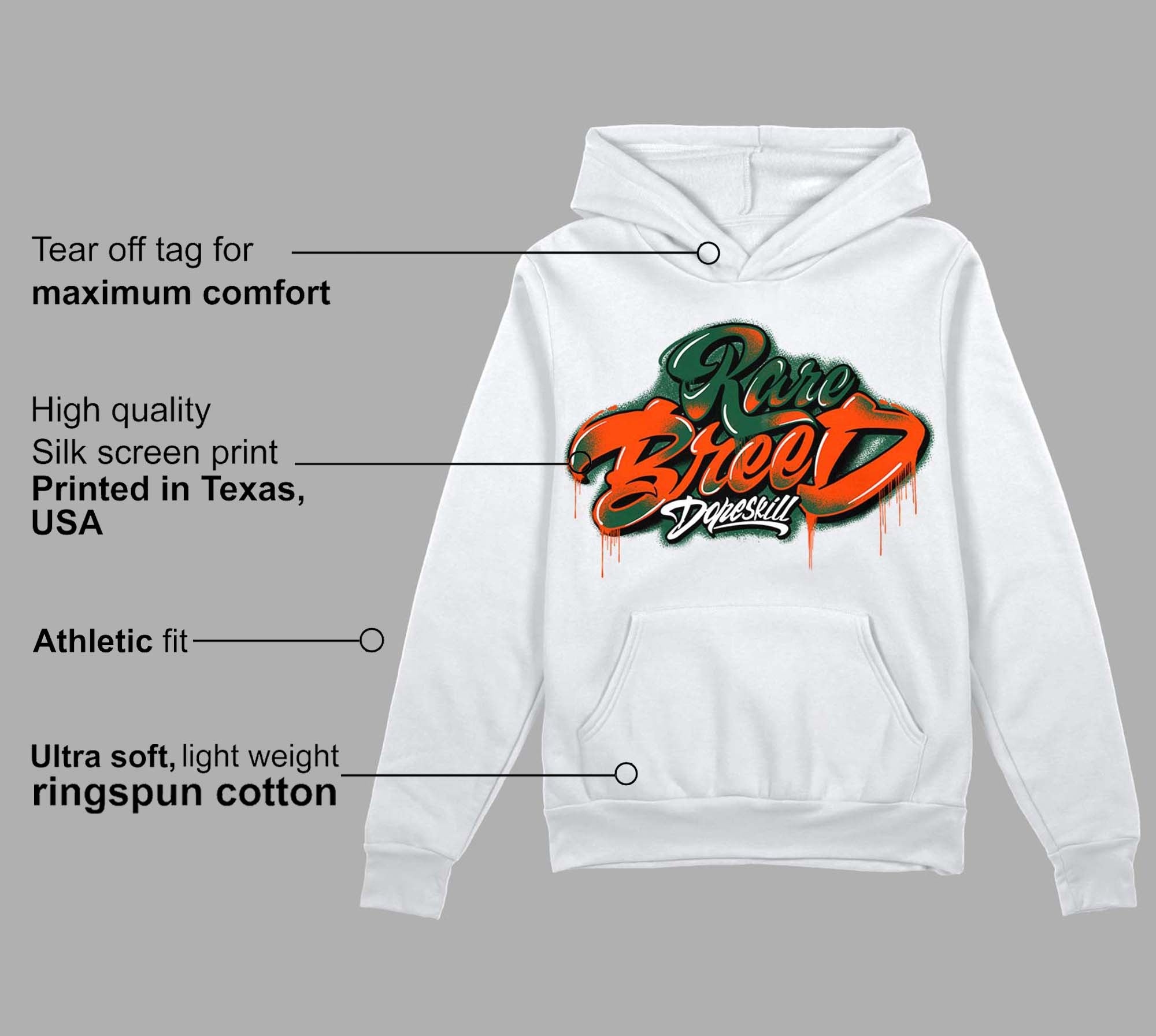 Dunk Low Team Dark Green Orange DopeSkill Hoodie Sweatshirt Rare Breed Type Graphic