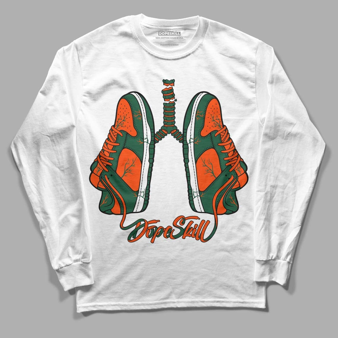 Dunk Low Team Dark Green Orange DopeSkill Long Sleeve T-Shirt Breathe Graphic