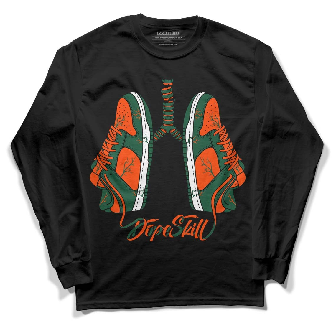 Dunk Low Team Dark Green Orange DopeSkill Long Sleeve T-Shirt Breathe Graphic