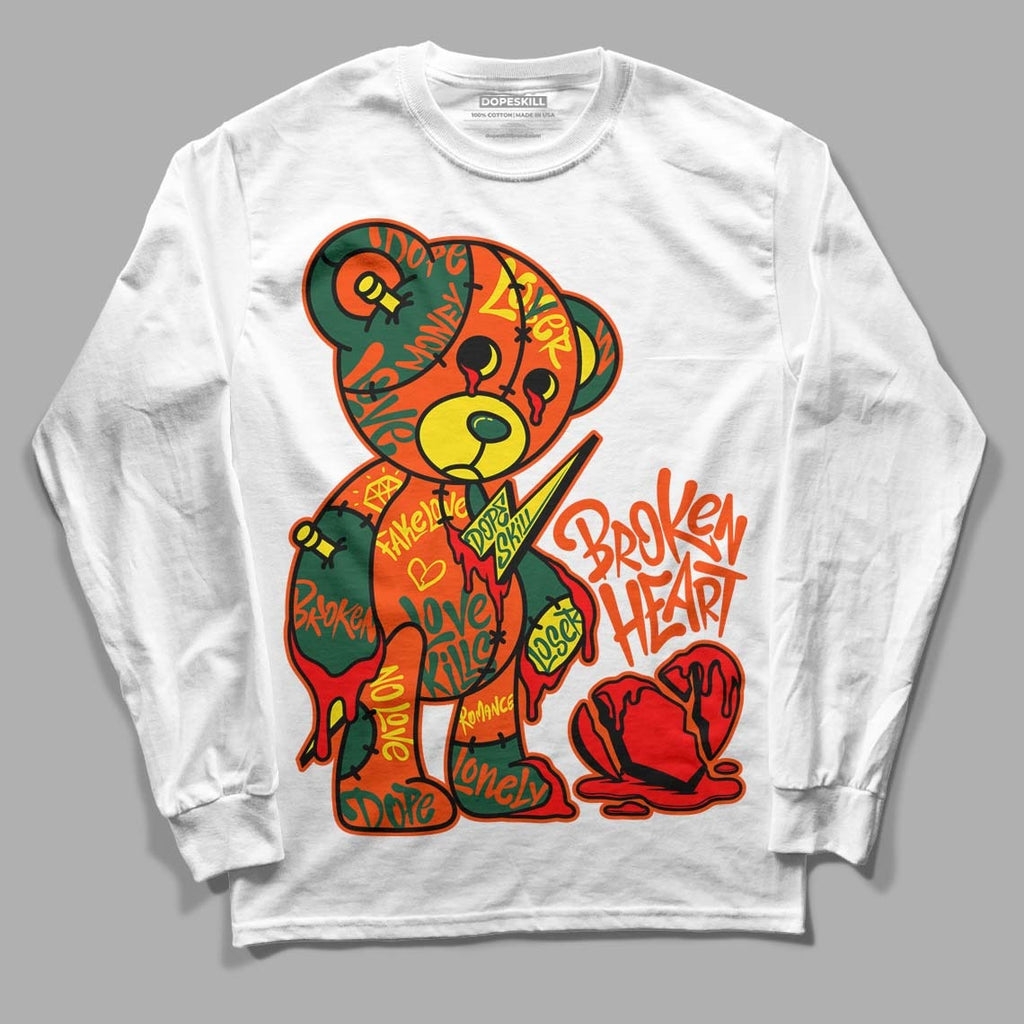 Dunk Low Team Dark Green Orange DopeSkill Long Sleeve T-Shirt Broken Heart Graphic
