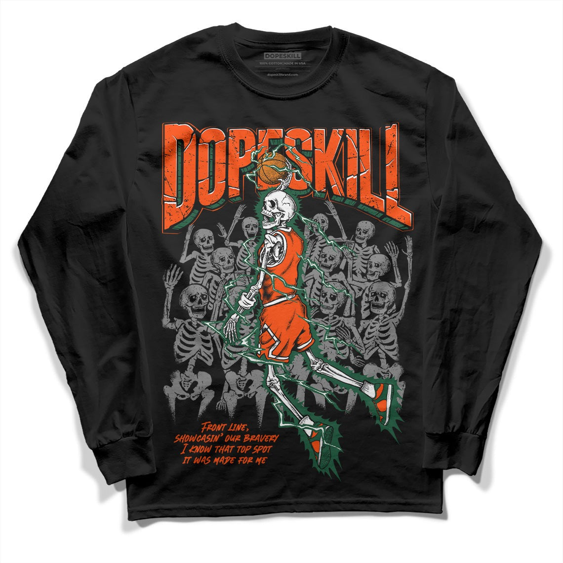 Dunk Low Team Dark Green Orange DopeSkill Long Sleeve T-Shirt Thunder Dunk Graphic