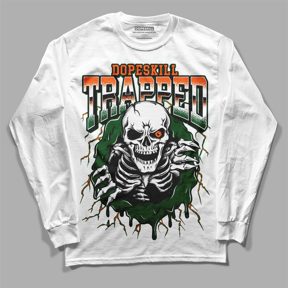 Dunk Low Team Dark Green Orange DopeSkill Long Sleeve T-Shirt Trapped Halloween Graphic