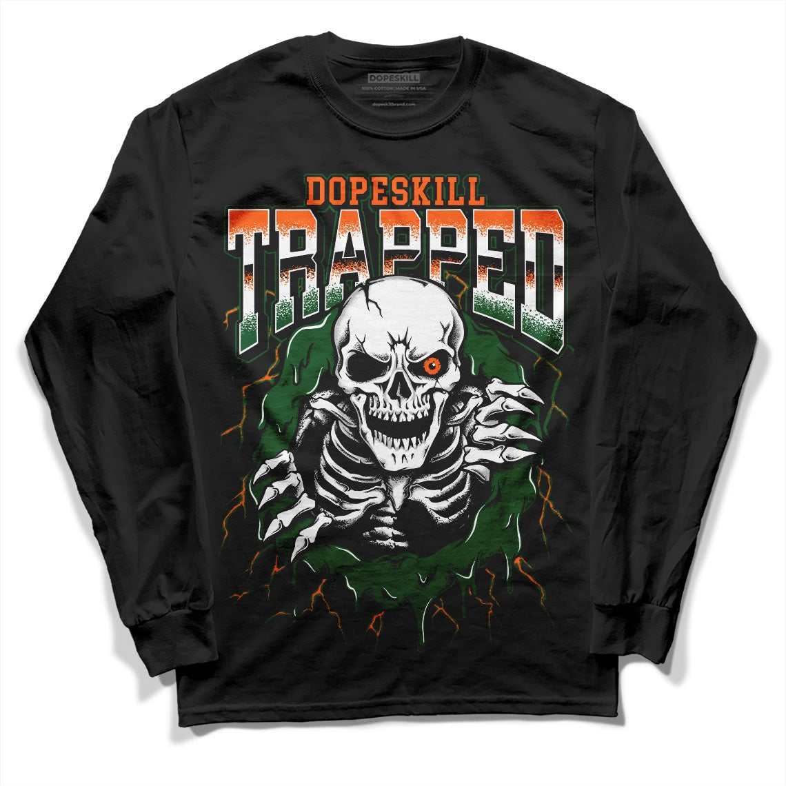 Dunk Low Team Dark Green Orange DopeSkill Long Sleeve T-Shirt Trapped Halloween Graphic