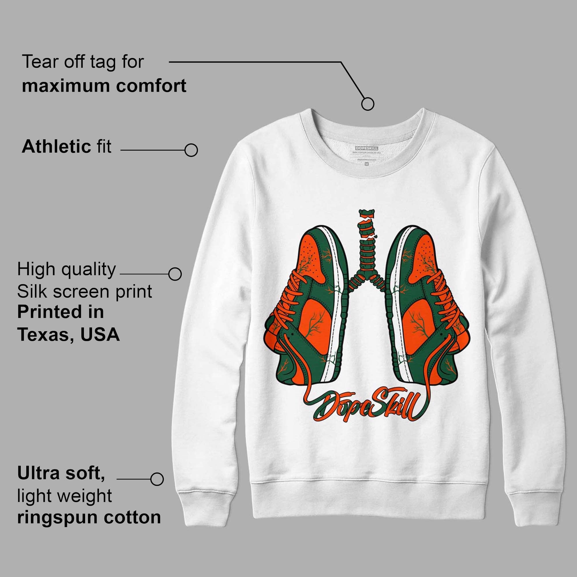 Dunk Low Team Dark Green Orange DopeSkill Sweatshirt Breathe Graphic