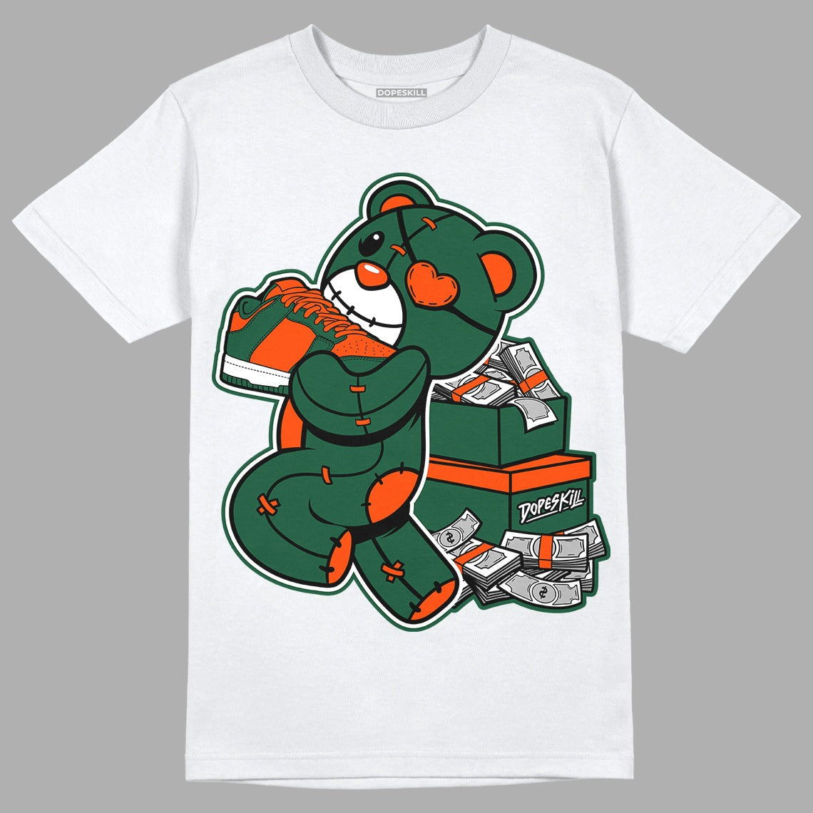 Dunk Low Team Dark Green Orange DopeSkill T-Shirt Bear Steals Sneaker Graphic
