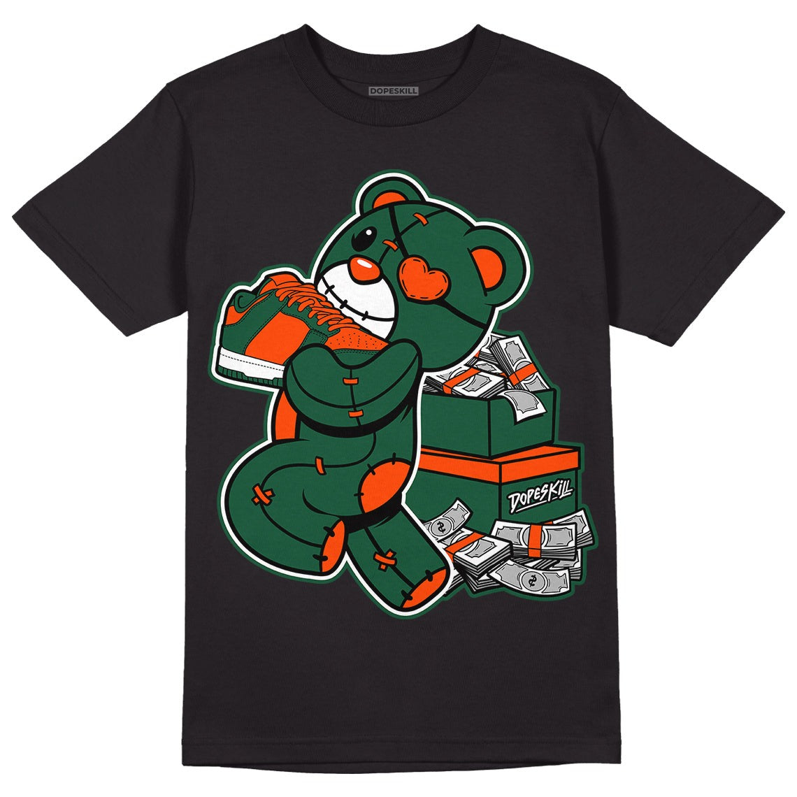 Dunk Low Team Dark Green Orange DopeSkill T-Shirt Bear Steals Sneaker Graphic