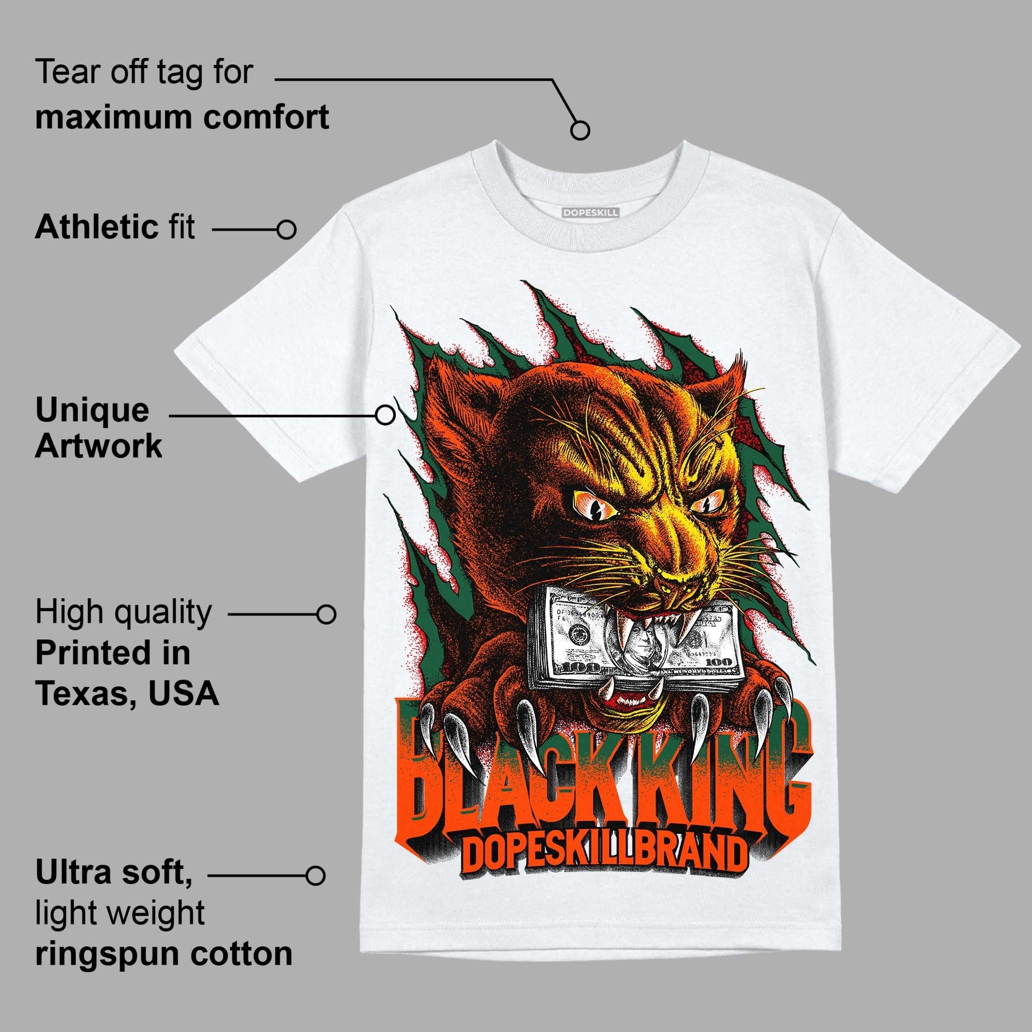 Dunk Low Team Dark Green Orange DopeSkill T-Shirt Black King Graphic