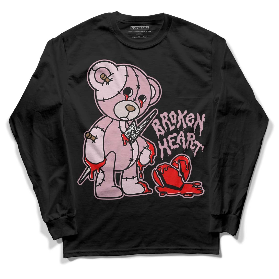 Dunk Low Teddy Bear Pink DopeSkill Long Sleeve T-Shirt Broken Heart Graphic