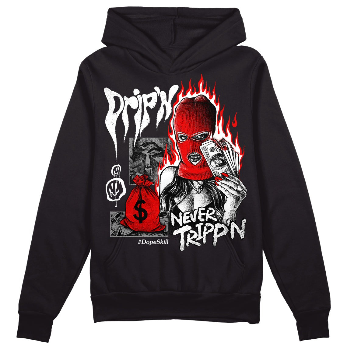 Dunk Panda White Black DopeSkill Hoodie Sweatshirt Drip'n Never Tripp'n Graphic