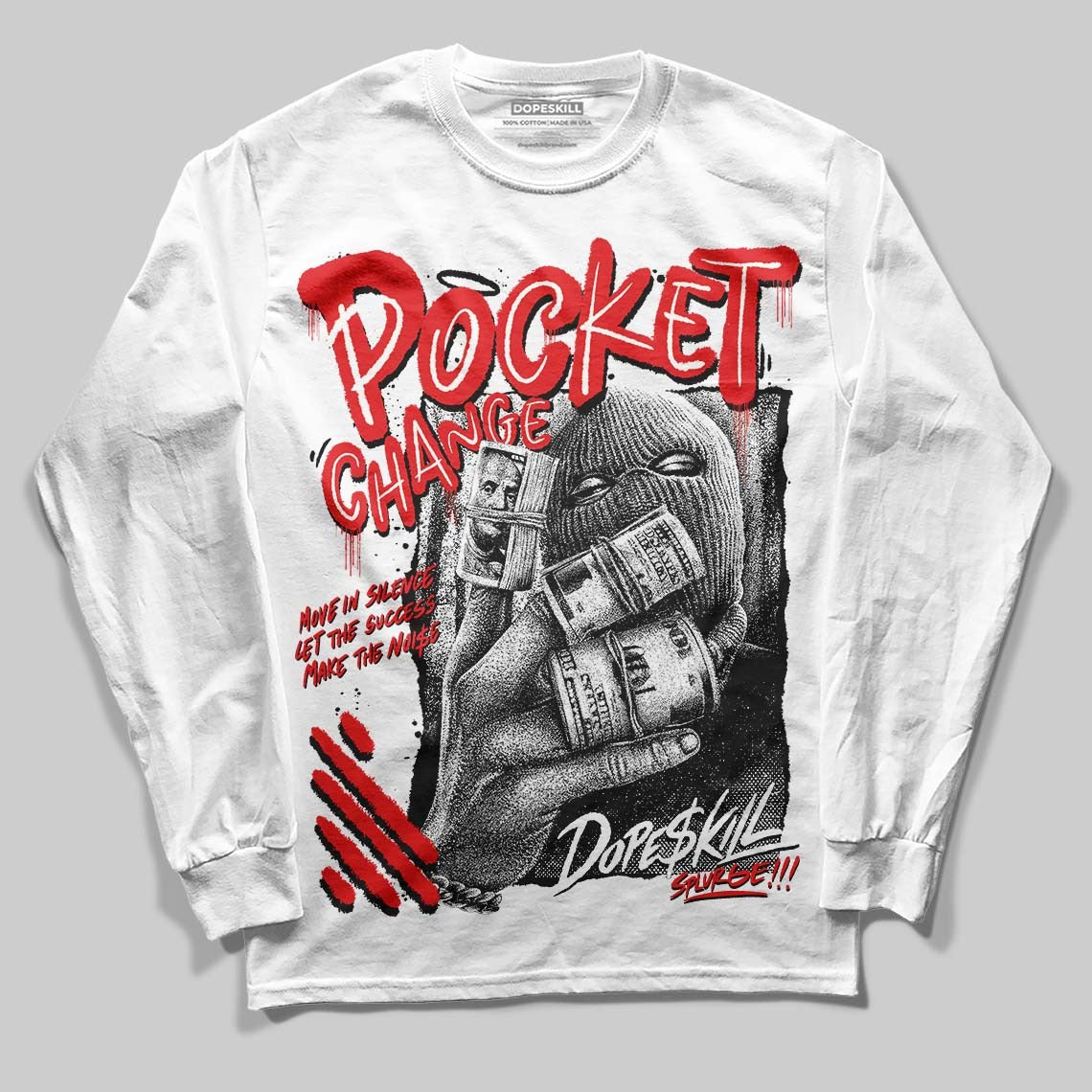 Dunk Panda White Black DopeSkill Long Sleeve T-Shirt Pocket Change Graphic