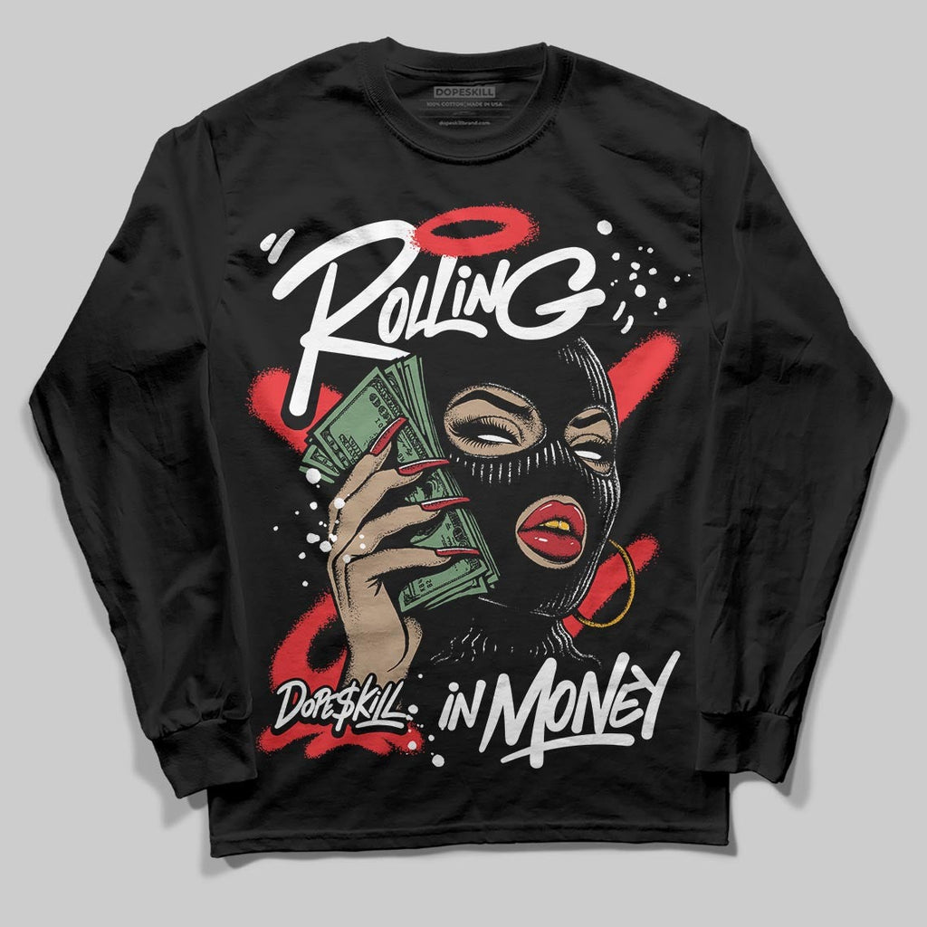 Dunk Panda White Black DopeSkill Long Sleeve T-Shirt Rolling in Money Graphic