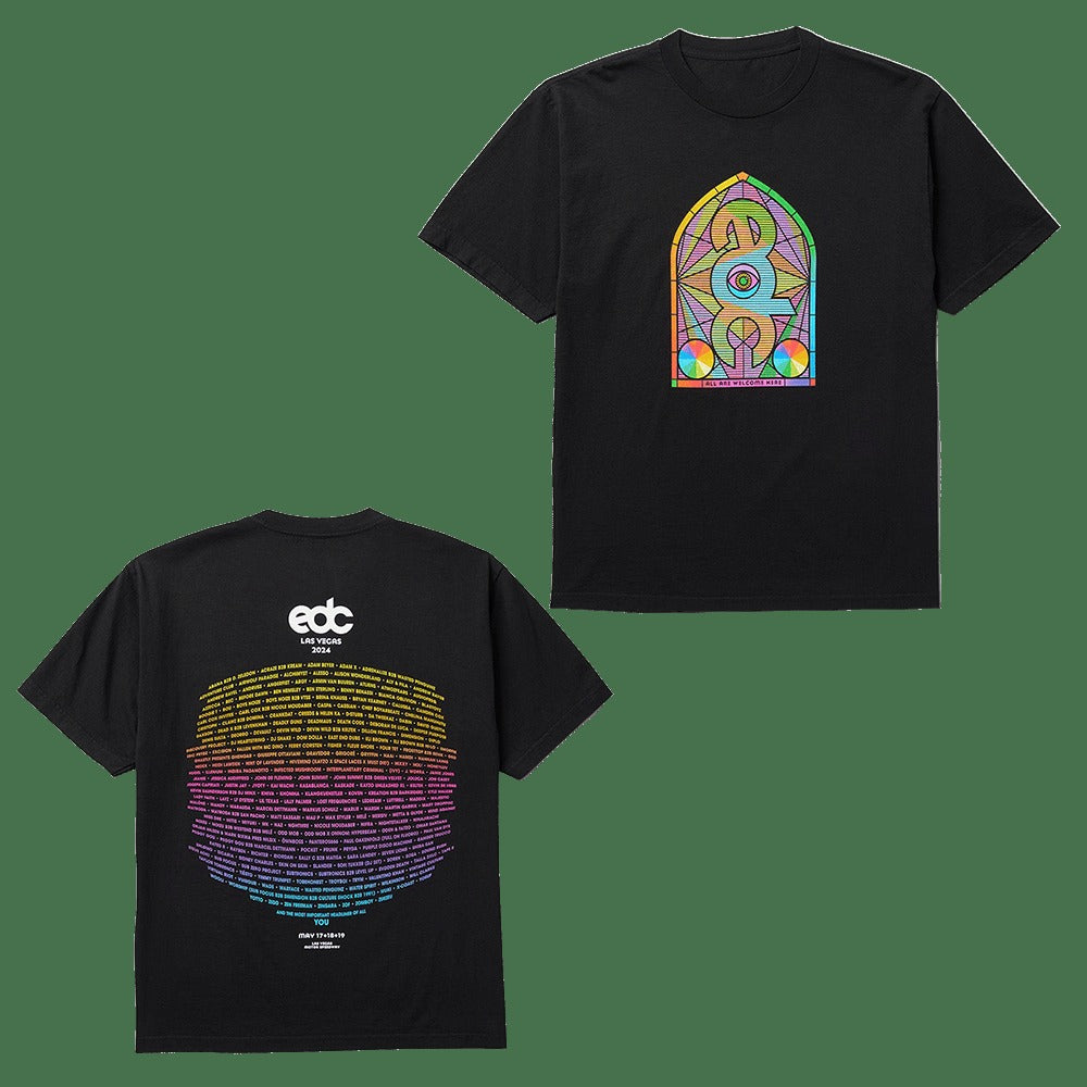 EDC Merch EDC LV Stained Glass Lineup T-Shirt Gifts For Fans Vintage Hoodie Gift for Men