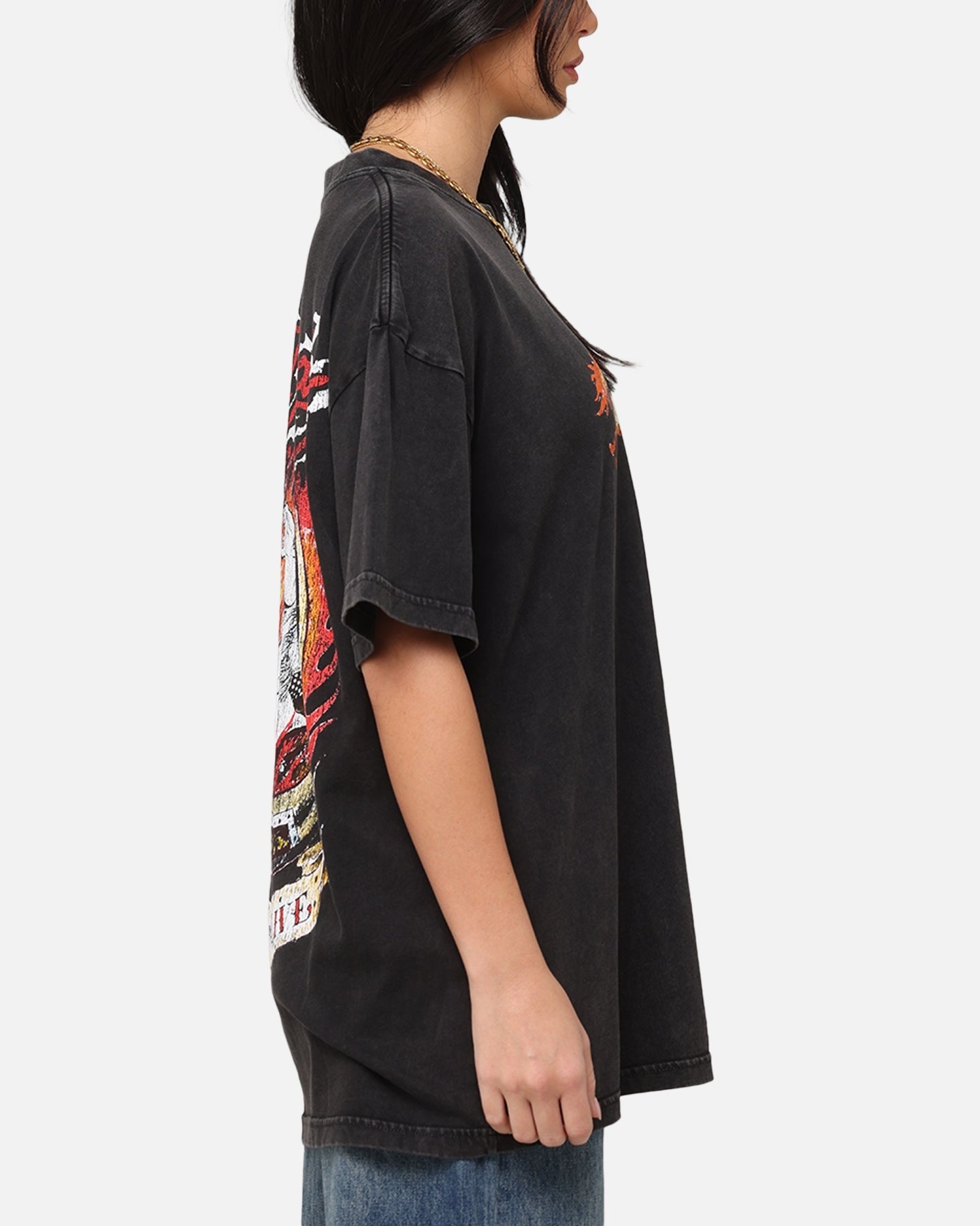 Ed Hardy Horse Power Vintage T-Shirt Black Acidwash Style001