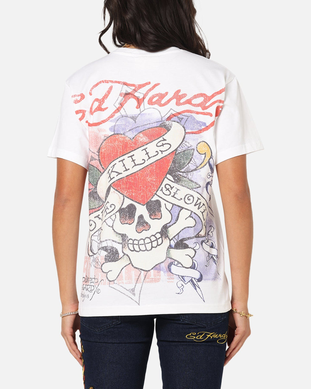 Ed Hardy Love Kills Slowly Vintage T-Shirt White Style001