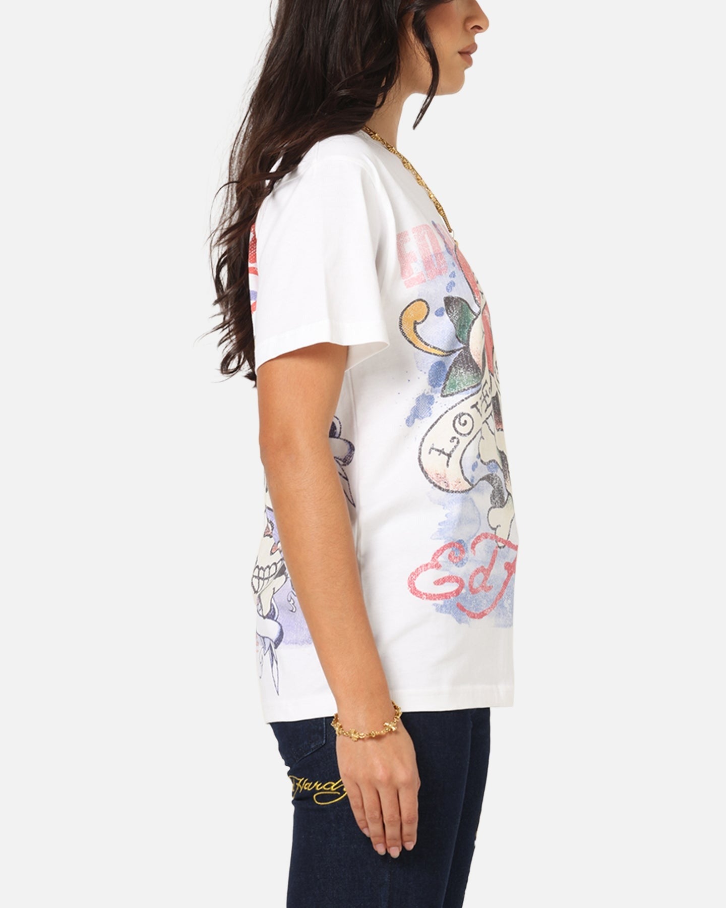 Ed Hardy Love Kills Slowly Vintage T-Shirt White Style001