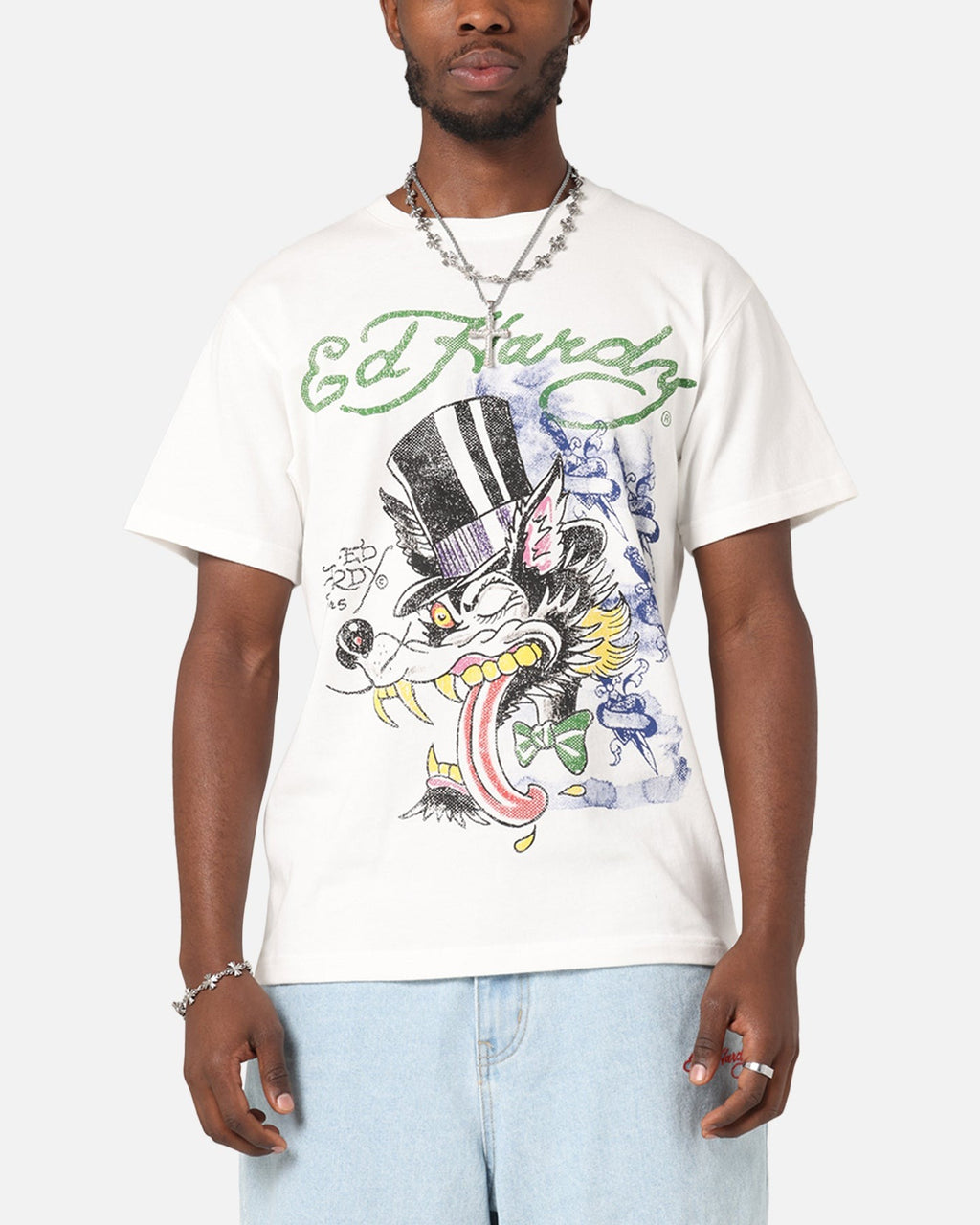 Ed Hardy Wolf Vintage T-Shirt Off White