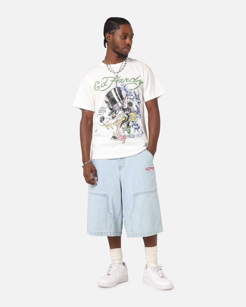 Ed Hardy Wolf Vintage T-Shirt Off White