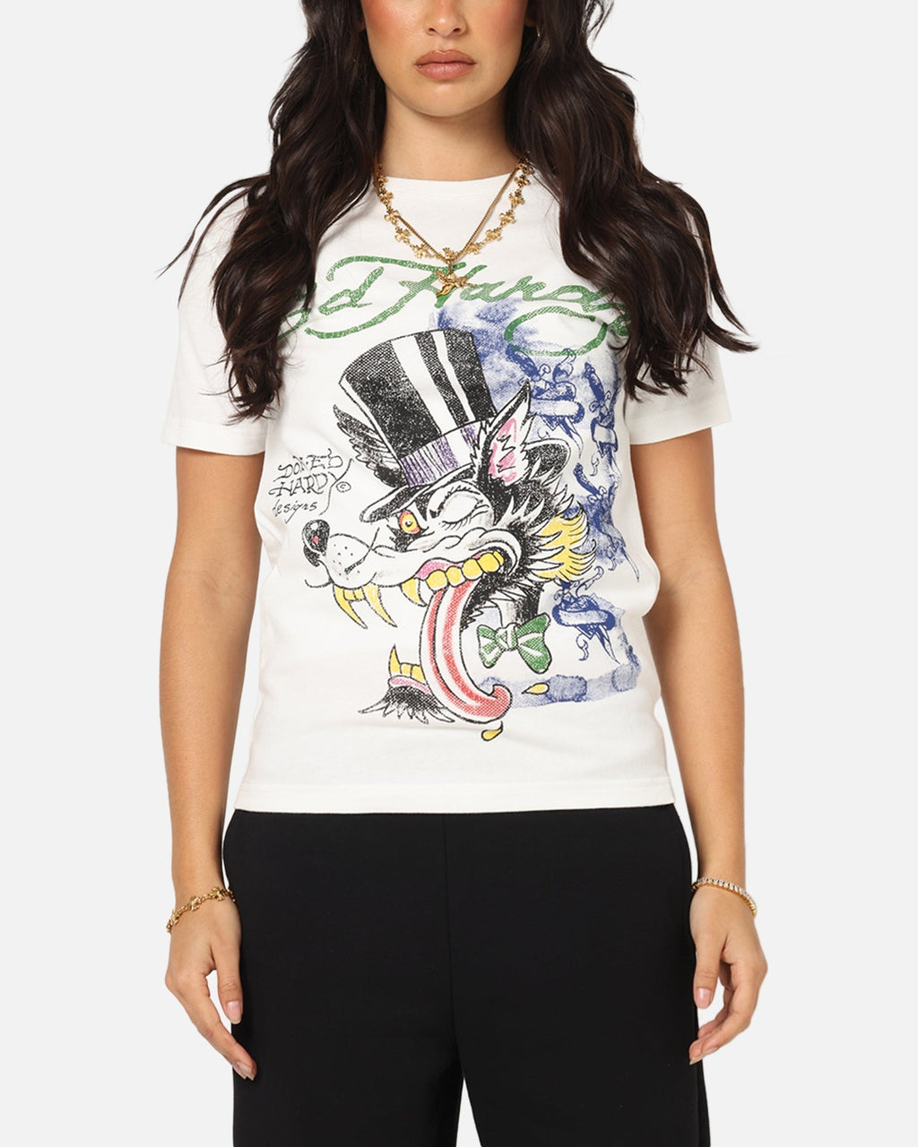 Ed Hardy Wolf Vintage T-Shirt Off White Style001