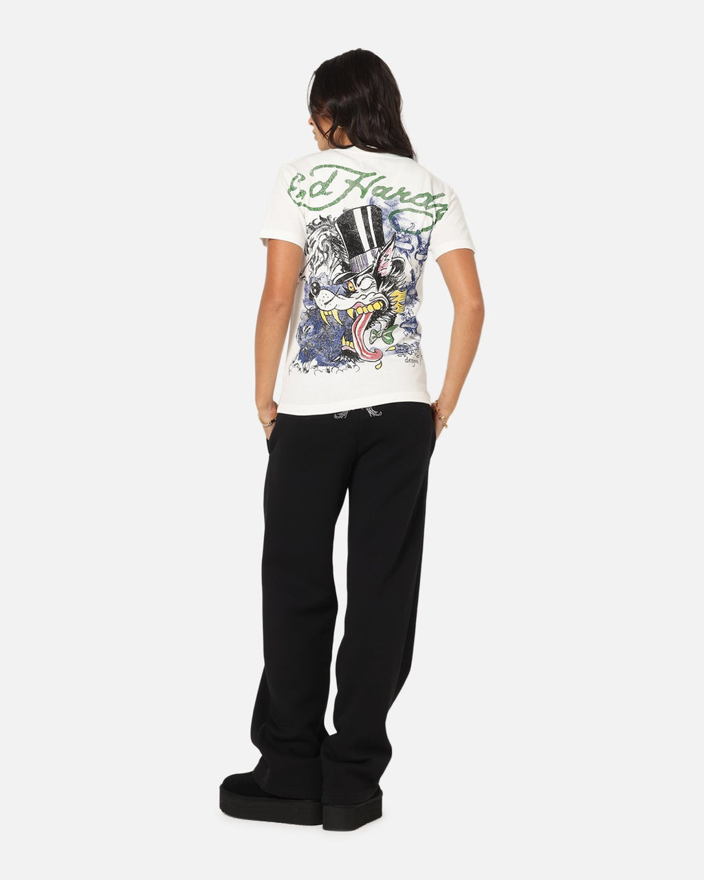 Ed Hardy Wolf Vintage T-Shirt Off White Style001