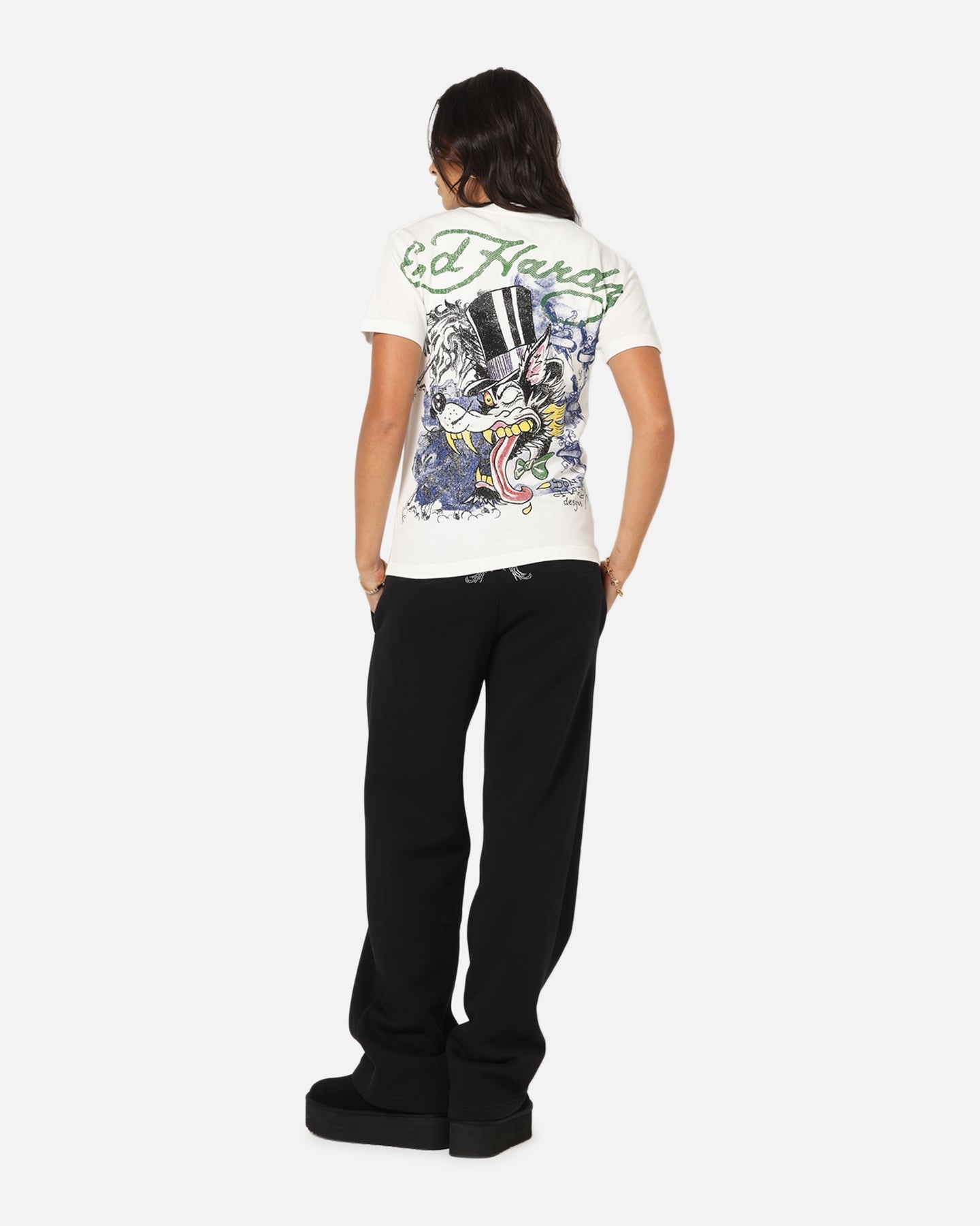 Ed Hardy Wolf Vintage T-Shirt Off White Style001