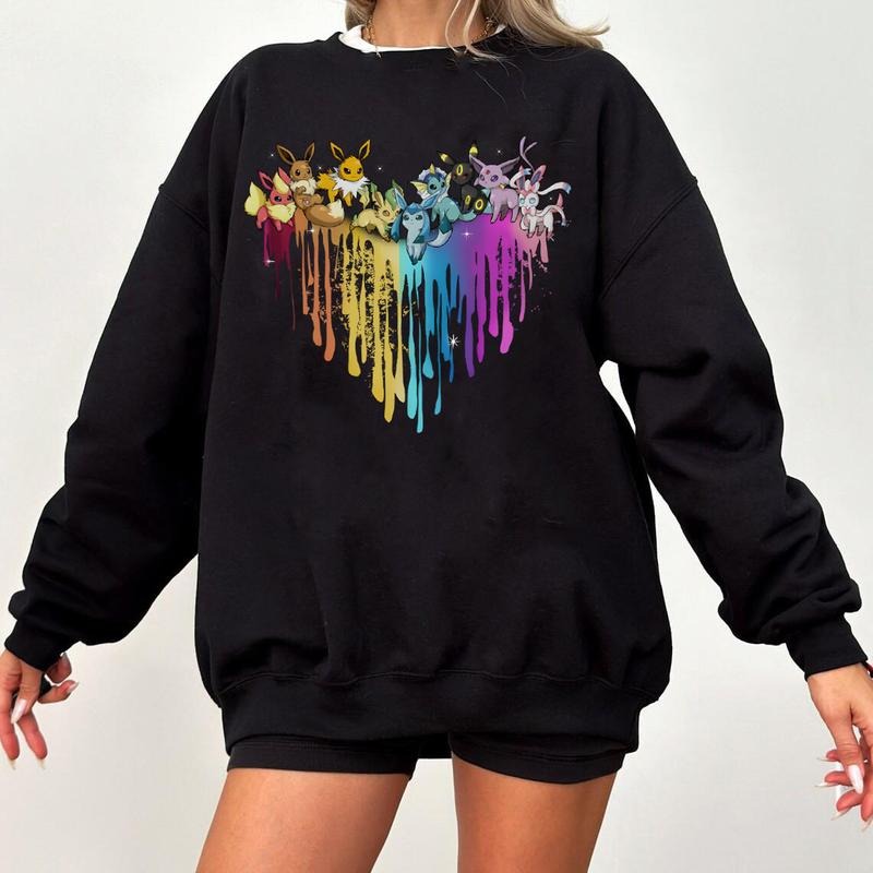 Eevee Evolution Sweatshirt, Slyveon, umbreon, Espeon, Flareon Anime, Vintage Anime Sweater, Anime lover gift, Anime merch, Anime Lover Sweatshirt, Hoodie Gift, Gift for anime fan, Sweater, Anime Gift, Kawaii