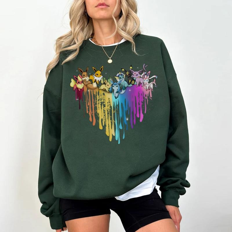 Eevee Evolution Sweatshirt, Slyveon, umbreon, Espeon, Flareon Anime, Vintage Anime Sweater, Anime lover gift, Anime merch, Anime Lover Sweatshirt, Hoodie Gift, Gift for anime fan, Sweater, Anime Gift, Kawaii