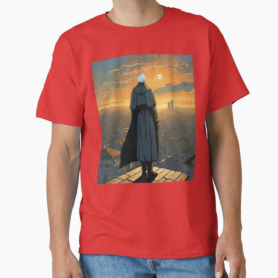 "Elderly Superhero: Sunset Reflections on the Rooftop" Classic T-Shirt