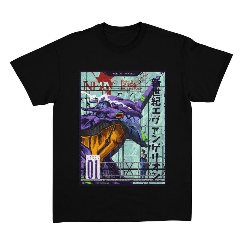 Evangelion Art Vintage shirt, Neon Genesis Evangelion Shirt, Anime Shirt, Streetwear, Anime Gift, Manga, Japanese, Japan Style, Unisex, 100% Cotton Menswear Top