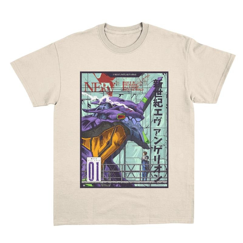 Evangelion Art Vintage shirt, Neon Genesis Evangelion Shirt, Anime Shirt, Streetwear, Anime Gift, Manga, Japanese, Japan Style, Unisex, 100% Cotton Menswear Top