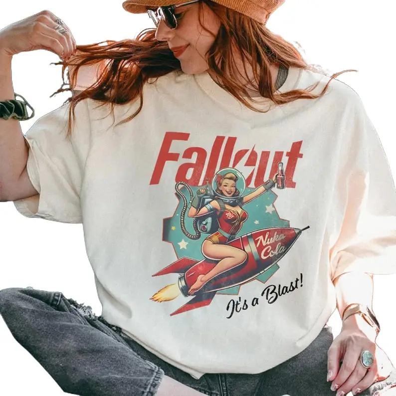Fallout Nuka Cola Bottle Shirt Sweatshirt - Retro Graphic T-Shirt with Vintage Bottle Cap, Cotton Fabric, Unisex, Summer Wear