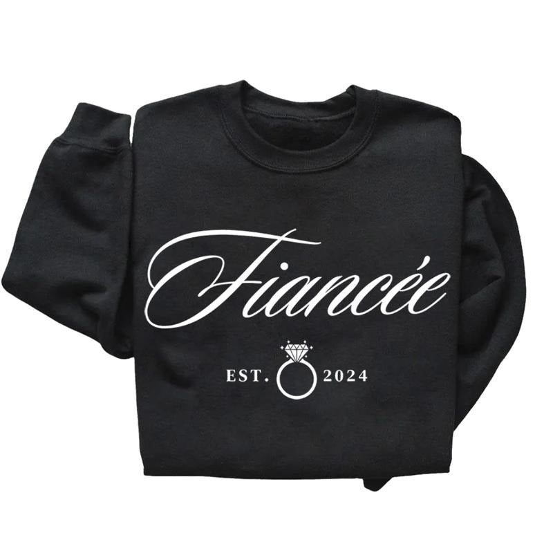Fiancee Fiance 2024 - 2025 Engagement T-shirt Sweatshirt, Engagement Ring Announcement Ideas, Bride to Be Gift Idea, Unisex Cotton