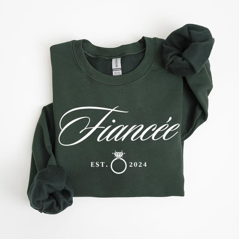 Fiancee Fiance 2024 - 2025 Engagement T-shirt Sweatshirt, Engagement Ring Announcement Ideas, Bride to Be Gift Idea, Unisex Cotton
