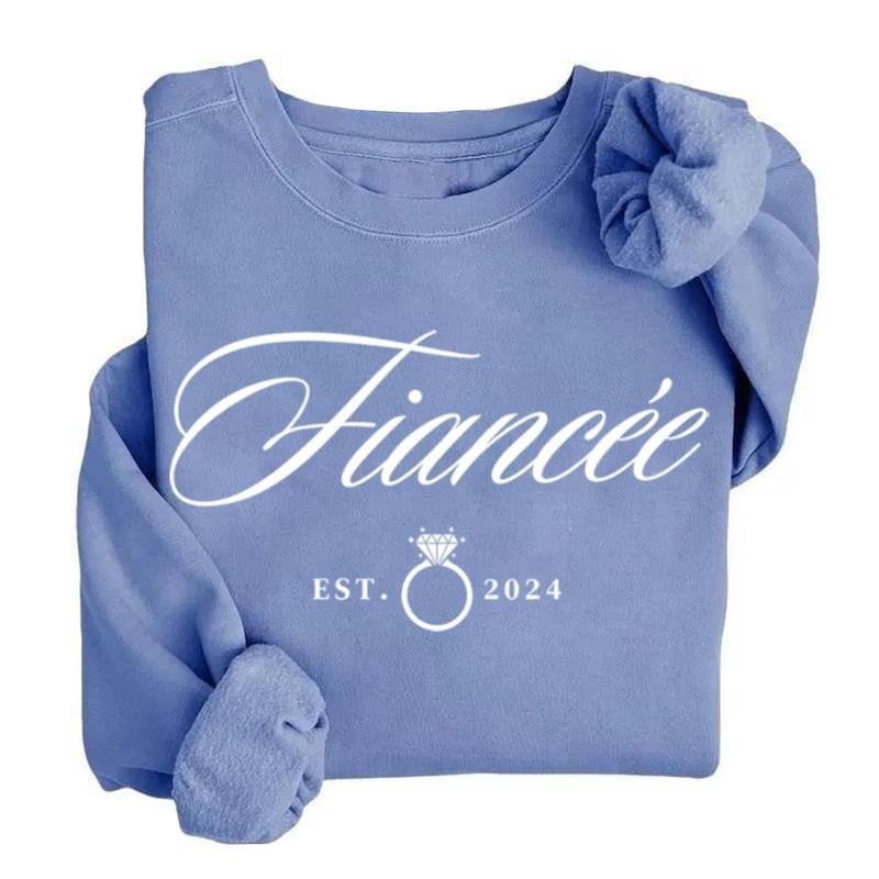 Fiancee Fiance 2024 - 2025 Engagement T-shirt Sweatshirt, Engagement Ring Announcement Ideas, Bride to Be Gift Idea, Unisex Cotton