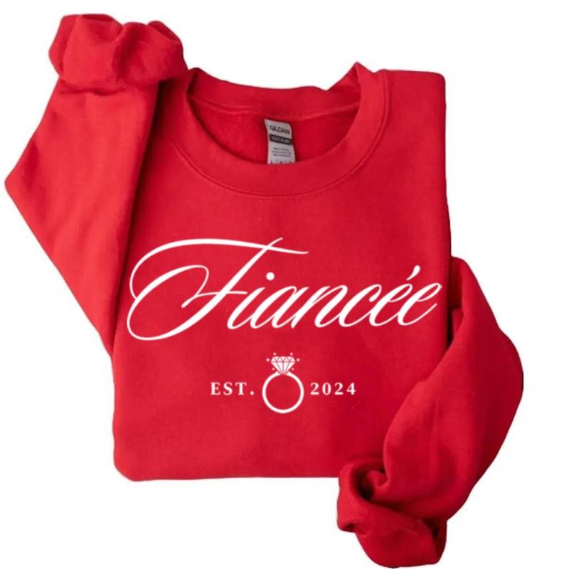Fiancee Fiance 2024 - 2025 Engagement T-shirt Sweatshirt, Engagement Ring Announcement Ideas, Bride to Be Gift Idea, Unisex Cotton